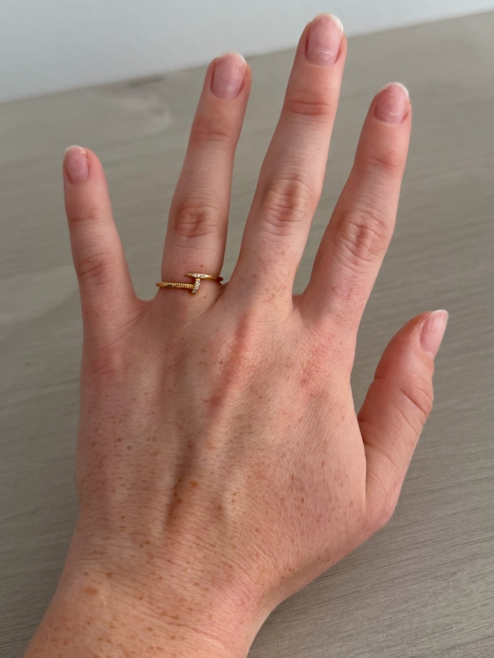 Love Around the Neck 14K Yellow Gold Diamond Nail Ring Size 7